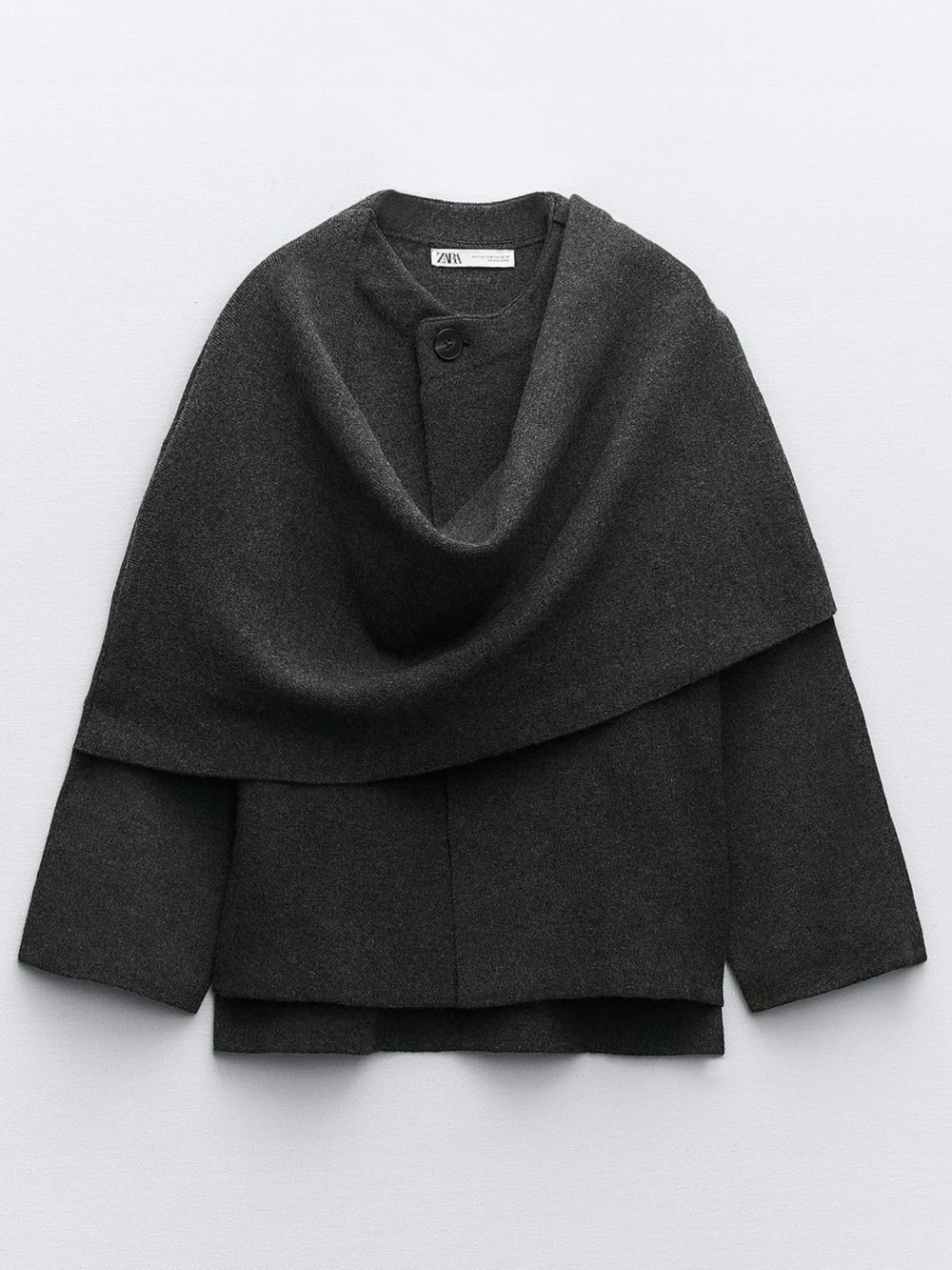 ZARA CROP KNIT COAT WITH ASYMMETRICAL SCARF